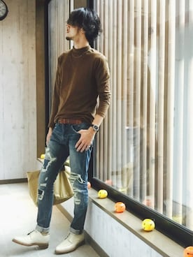「JACOB JENSEN（ヤコブイェンセン）のアイテム」を使った、平さん（メンズ・175cm）の秋コーディネート