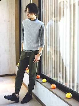 「JACOB JENSEN（ヤコブイェンセン）のアイテム」を使った、平さん（メンズ・175cm）の秋コーディネート