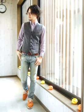 「noon（ヌーン）のアイテム」を使った、平さん（メンズ・175cm）の秋コーディネート