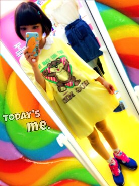 「milklim（milklim）のアイテム（Tシャツ/カットソー）」を使った、れいにゃんさん（レディース・154cm）の春コーディネート