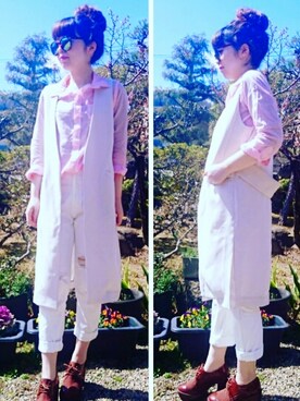 「LILY BROWN（リリーブラウン）のアイテム（ブーティ）」を使った、eriruuさん（レディース・159cm）の春コーディネート