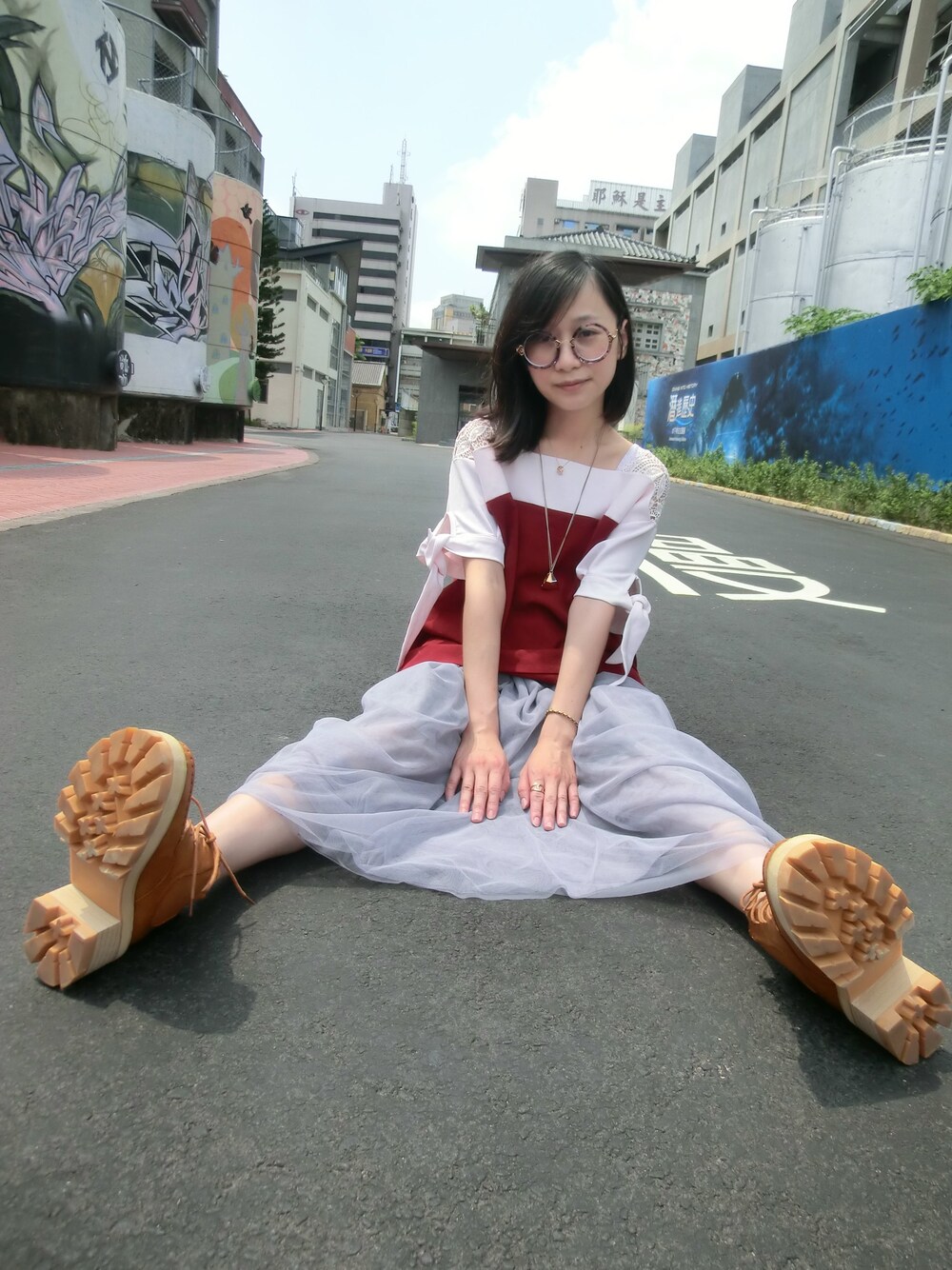 「no brandのアイテム（ブーツ、ブラウン系）」を使った、Rubyさん（レディース・157cm）の夏コーディネートの1枚目の写真