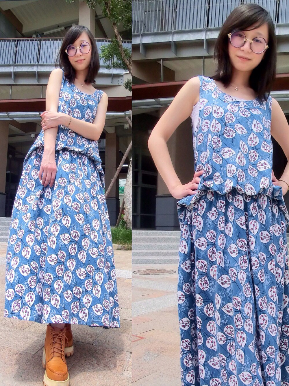 「no brandのアイテム（ワンピース、ブルー系）」を使った、Rubyさん（レディース・157cm）の夏コーディネートの1枚目の写真