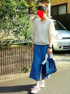 「アイテム（福袋/福箱、レッド系）」を使った、rinnaさん（レディース・154cm）の春コーディネート