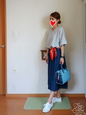 「スカーチョ」｜「アイテム（財布/小物）」を使った、rinnaさん（レディース・154cm）の夏コーディネート