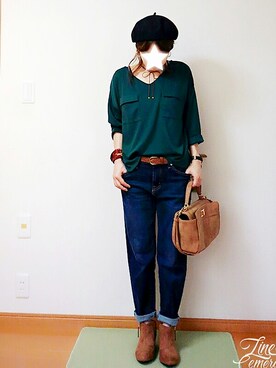 「ベレー帽推進委員会」｜rinnaさん（レディース・154cm）の秋コーディネート