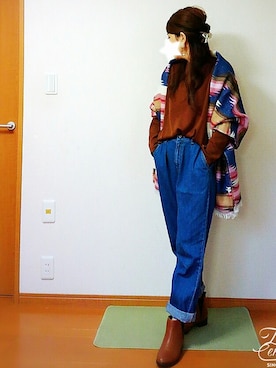 「テーパードデニム」｜rinnaさん（レディース・154cm）の秋コーディネート