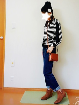 「ミニショルダー」｜「アイテム（財布/小物）」を使った、rinnaさん（レディース・154cm）の秋コーディネート