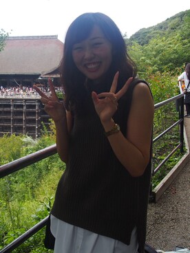 「Ungrid（アングリッド）のフレイドヘムストスリ（デニムパンツ）」を使った、Pon⸝⋆さん（レディース・158cm）の秋コーディネート