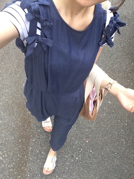 「Khaju（カージュ）のアイテム（つなぎ/オールインワン）」を使った、kaori    さん（レディース・165cm）の夏コーディネート