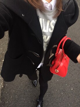 「アイテム（ボストンバッグ、レッド系）」を使った、kaori    さん（レディース・165cm）の冬コーディネート