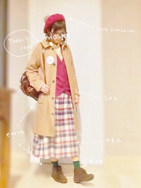 「SM2（エスエムツー）のアイテム（トレンチコート）」を使った、m o c h a .さん（レディース・154cm）の秋コーディネート