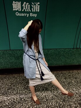 「アイテム（マウンテンパーカー、ブルー系）」を使った、RURUさん（レディース・165cm）の秋コーディネート