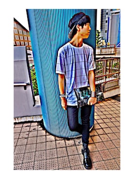 「アイテム（バングル/リストバンド）」を使った、ちからくんさん（メンズ・175cm・10代）の夏コーディネート