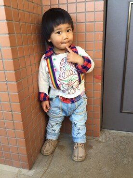 「BOOFOOWOO」｜re-oさん（キッズ・80cm）の春コーディネート