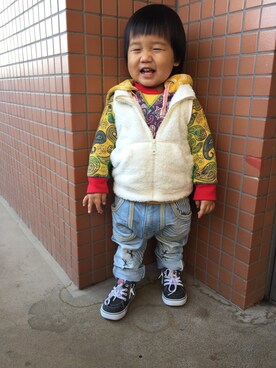 「BOOFOOWOO」｜re-oさん（キッズ・80cm）の春コーディネート