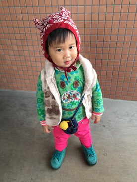 「BOOFOOWOO」｜re-oさん（キッズ・80cm）の春コーディネート