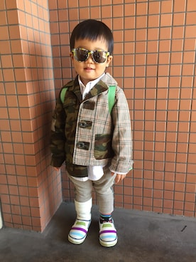 「BACK ALLEY（バックアレイ）のアイテム（ジャケット/アウター）」を使った、re-oさん（キッズ・90cm）の秋コーディネート