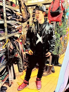 「FUCT」｜「アイテム（キャップ）」を使った、⚠️大星です⚠️さん（メンズ・170cm）の冬コーディネート