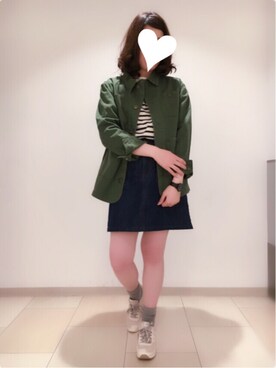「アイテム（デニムスカート、ブルー系）」を使った、R♡Iさん（レディース・155cm）の冬コーディネート