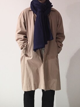 「YAECA」｜「アイテム（ステンカラーコート）」を使った、キャベツ太郎さん（メンズ・168cm）の秋コーディネート