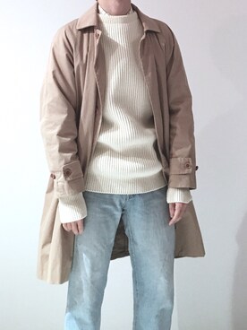 「YAECA」｜「アイテム（ステンカラーコート）」を使った、キャベツ太郎さん（メンズ・168cm）の冬コーディネート
