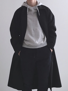 「YAECA」｜「アイテム（ステンカラーコート）」を使った、キャベツ太郎さん（メンズ・168cm）の冬コーディネート