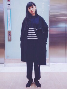 「blue」｜「アイテム（モッズコート）」を使った、Chen-Xin Wangさん（レディース・163cm）の冬コーディネート