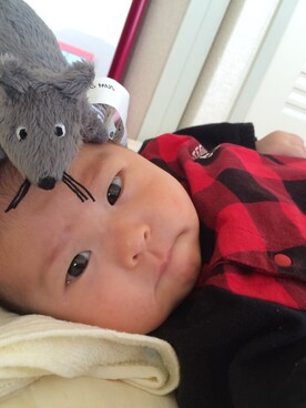 「アイテム（雑貨/ホビー、グレー系）」を使った、あやみんさん（キッズ・60cm）の冬コーディネート