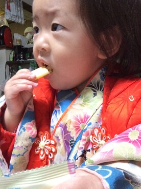 「子供服」｜「アイテム（浴衣）」を使った、あやみんさん（キッズ・90cm）の冬コーディネート