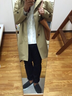「アイテム（ステンカラーコート）」を使った、tonptonpさん（メンズ・174cm・30代）の秋コーディネート