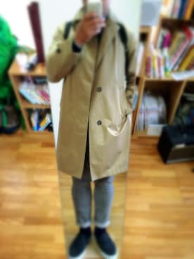 「アイテム（ステンカラーコート）」を使った、tonptonpさん（メンズ・174cm・30代）の冬コーディネート