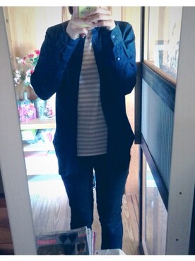 「UNIQLO（ユニクロ）のアイテム（シャツ/ブラウス、ブルー系）」を使った、美姫丸さん（レディース・153cm）の春コーディネート