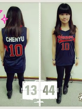 「アイテム（ジャージ）」を使った、CHEN●YUさん（レディース・160cm・10代）の秋コーディネート