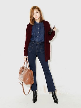 「インディゴデニム」｜bluepopsさん（レディース・170cm）の冬コーディネート