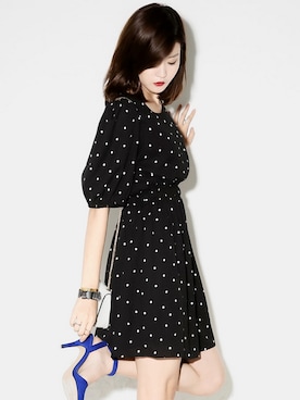 「ドット柄」｜bluepopsさん（レディース・170cm）の冬コーディネート