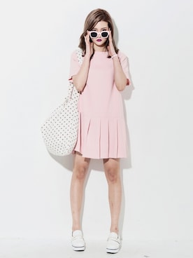 「アイテム（ワンピース、ピンク系）」を使った、bluepopsさん（レディース・170cm）の冬コーディネート