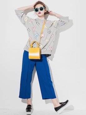 「イエロー」｜「アイテム（スウェット）」を使った、bluepopsさん（レディース・170cm）の春コーディネート