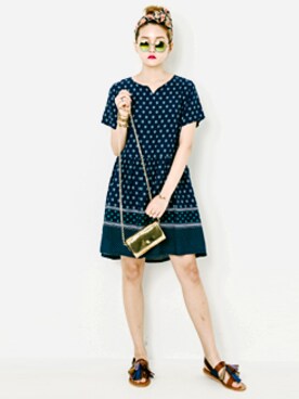 「サングラススタイル」｜「アイテム（ワンピース/ドレス）」を使った、bluepopsさん（レディース・170cm）の夏コーディネート