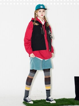 「 キャップ」｜「アイテム（ジャケット/アウター）」を使った、bluepopsさん（レディース・170cm）の冬コーディネート