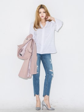 「Vネック」｜bluepopsさん（レディース・170cm）の春コーディネート