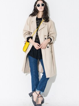 「 カジュアル」｜「アイテム（トレンチコート）」を使った、bluepopsさん（レディース・170cm）の春コーディネート