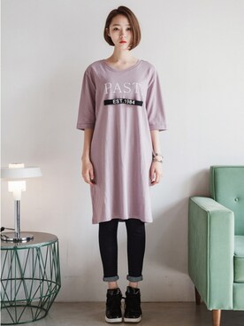 「アイテム（ワンピース/ドレス、パープル系）」を使った、bluepopsさん（レディース・170cm）の春コーディネート