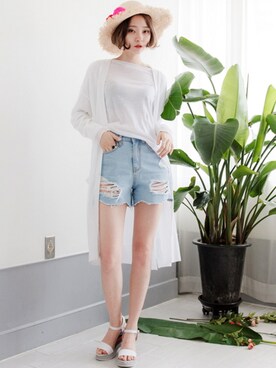 「ロングカーディガン」｜bluepopsさん（レディース・170cm）の春コーディネート