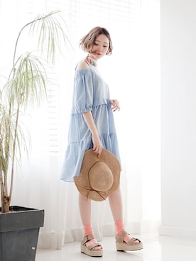 「 オフショル」｜bluepopsさん（レディース・170cm）の夏コーディネート