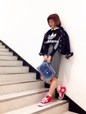 「コンバンース」｜「アイテム（ジャケット/アウター）」を使った、minoriさん（レディース・162cm）の秋コーディネート