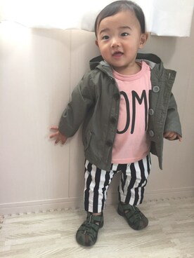 「babygap」｜「アイテム（ミリタリージャケット）」を使った、chibipe−kunさん（キッズ・80cm）の春コーディネート