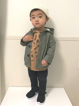 「babygap」｜「アイテム（ミリタリージャケット）」を使った、chibipe−kunさん（キッズ・80cm）の秋コーディネート