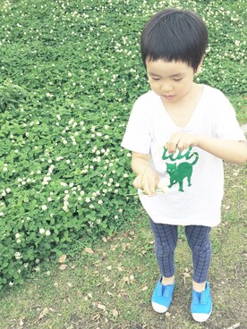 「Cienta（シエンタ）のアイテム（モカシン/デッキシューズ）」を使った、トラスキイさん（キッズ・110cm）の夏コーディネート