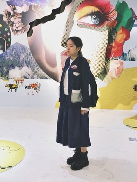 「POU DOU DOU（プードゥドゥ）のアイテム（デニムジャケット）」を使った、四-空-五さん（レディース・159cm）の春コーディネート